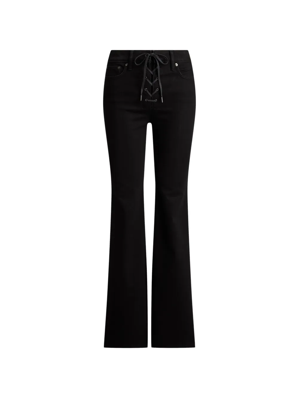 Ralph Lauren Lace-up Flared Jeans In Black