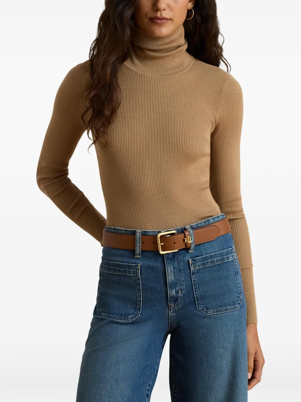 Lauren Ralph Lauren Geribbelde coltrui Bruin