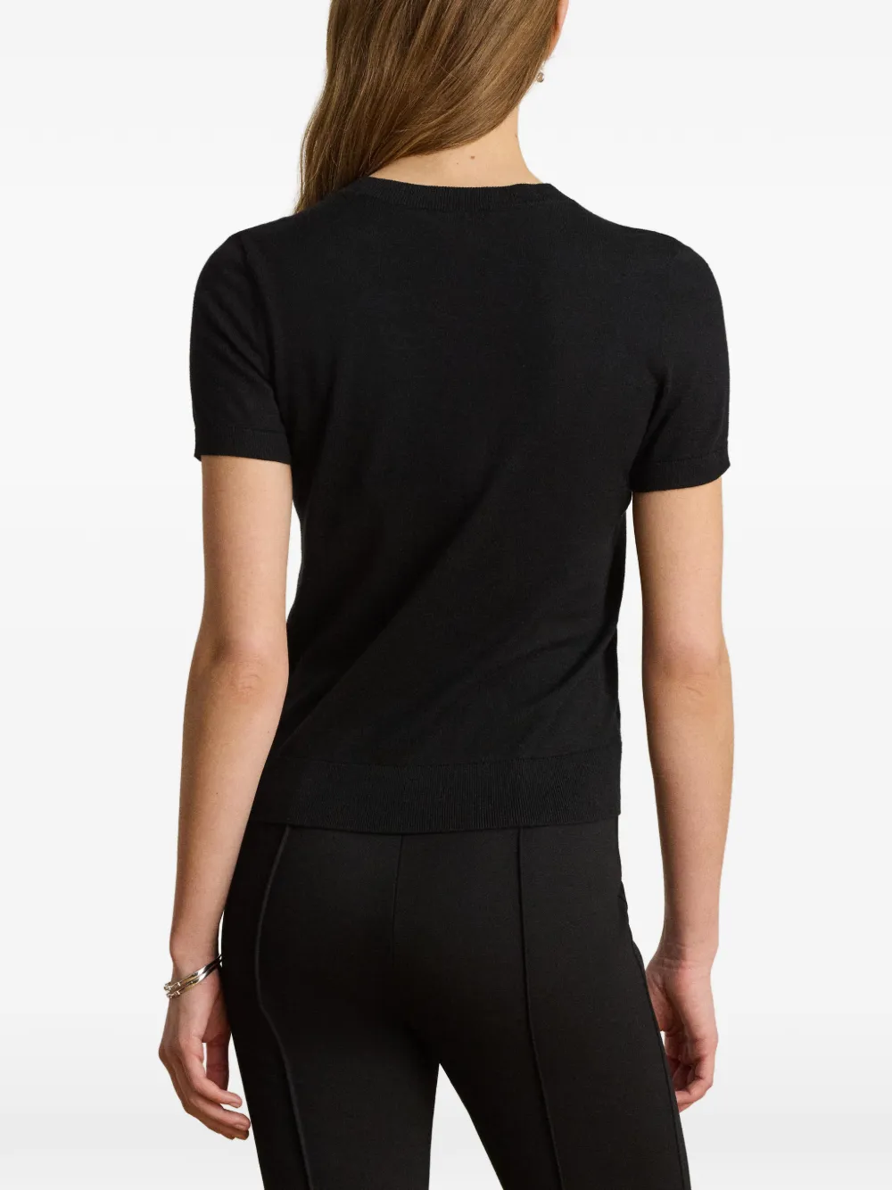 Lauren Ralph Lauren Trui met geborduurd logo en korte mouwen Zwart