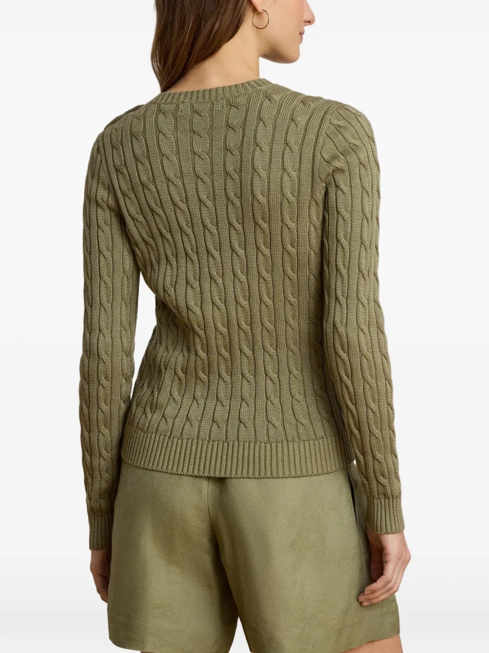 Lauren Ralph Lauren Kabelgebreide trui met knoopdetail Groen