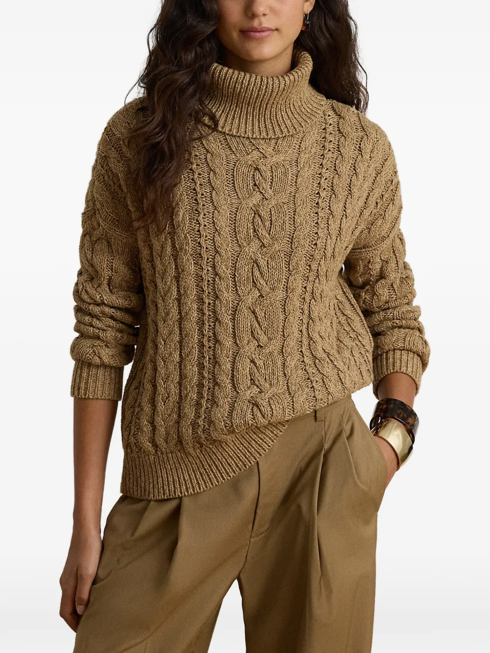 Lauren Ralph Lauren Kabelgebreide coltrui Bruin