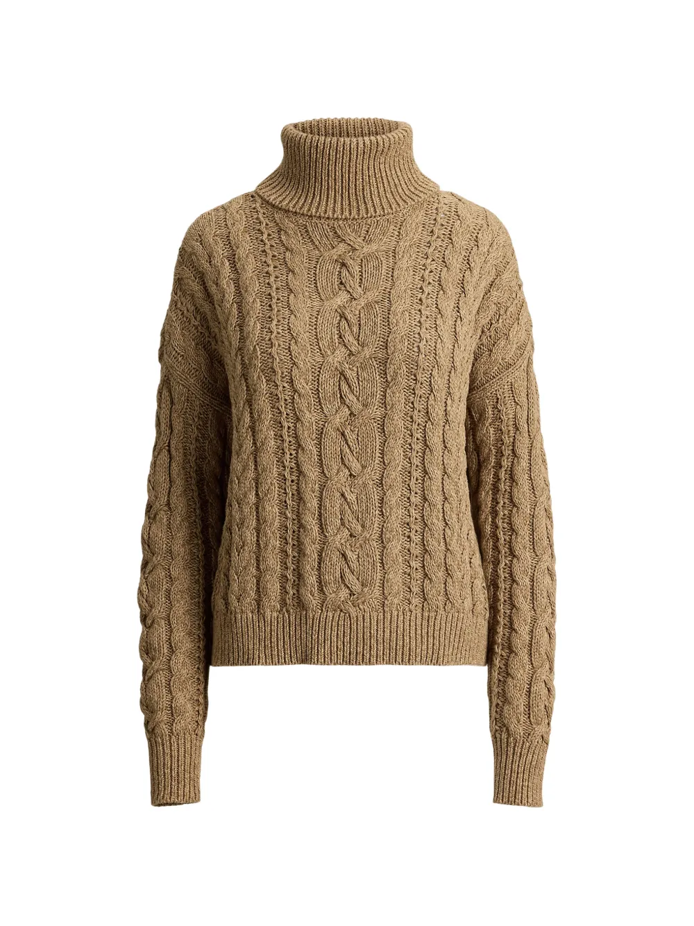 Ralph Lauren Cable-knit Turtleneck Sweater In Brown
