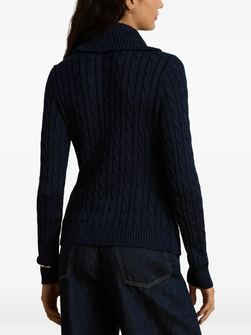 Lauren Ralph Lauren Kabelgebreide trui met sjaalkraag Blauw