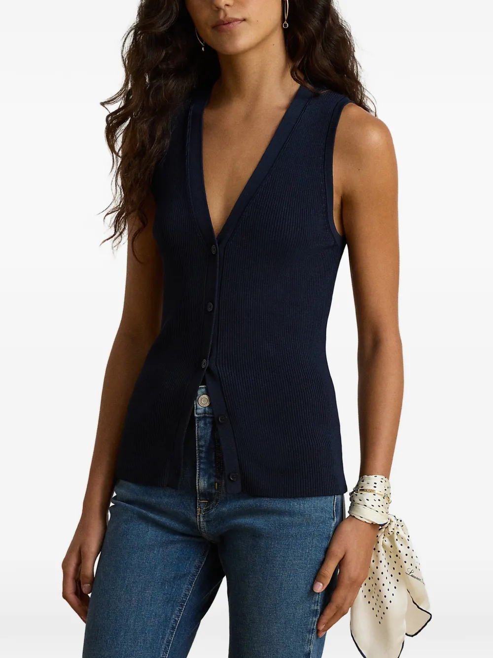 Lauren Ralph Lauren Ribgebreid vest Blauw