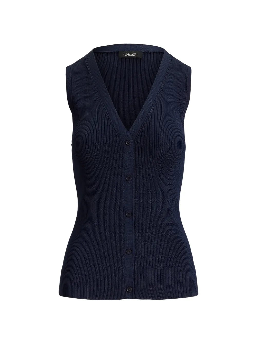 Lauren Ralph Lauren ribbed-knit sleeveless cardigan - Blu
