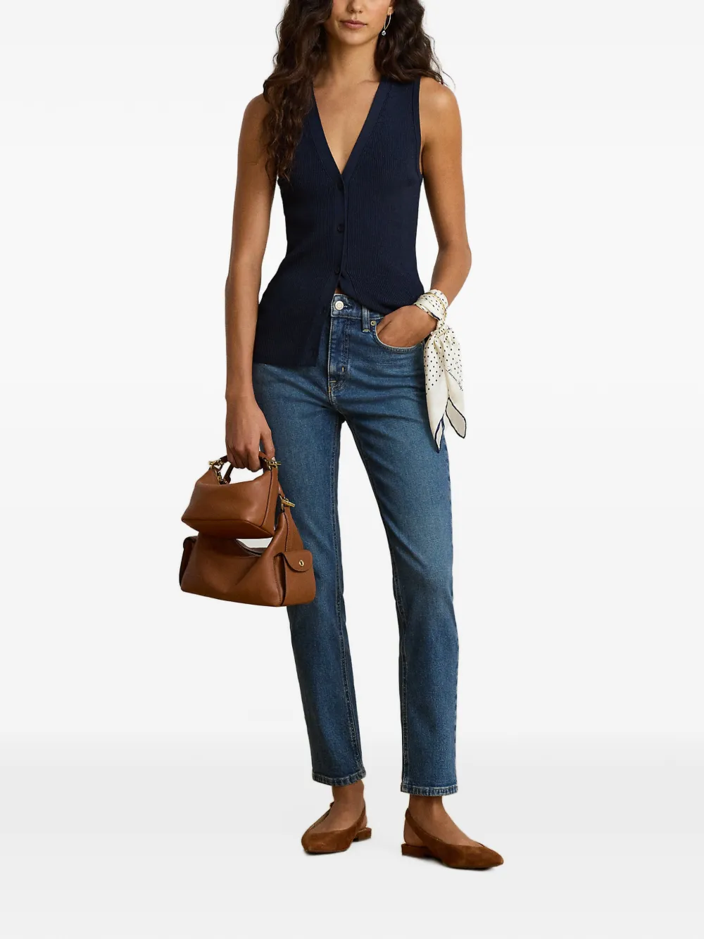 Lauren Ralph Lauren Ribgebreid vest Blauw
