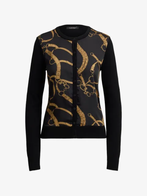 Lauren Ralph Lauren belting-print cotton-blend cardigan