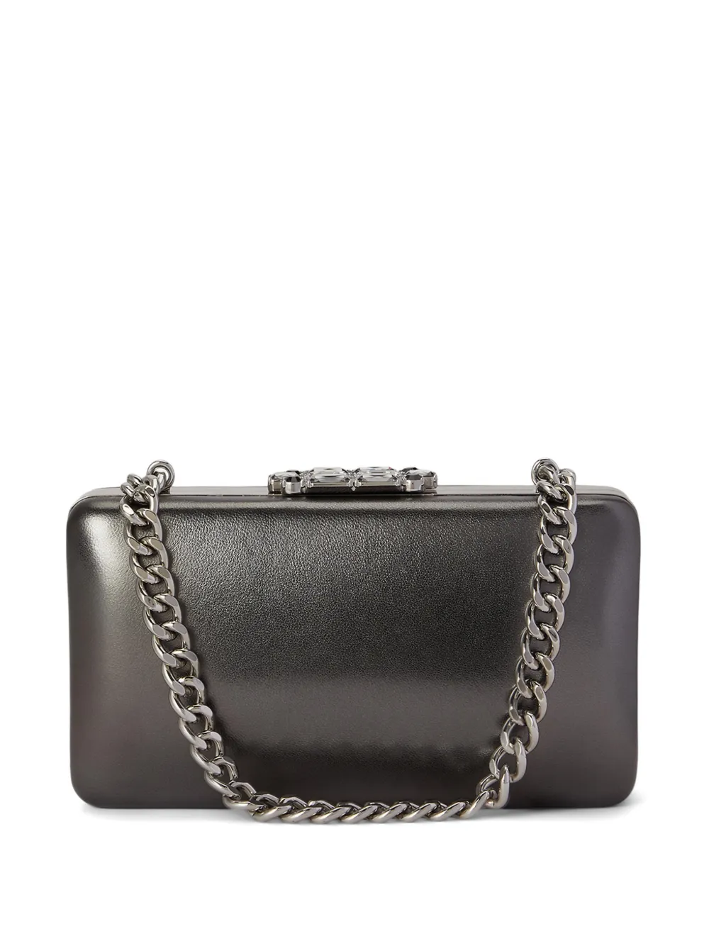 Lauren Ralph Lauren Franki metallic leren clutch Grijs