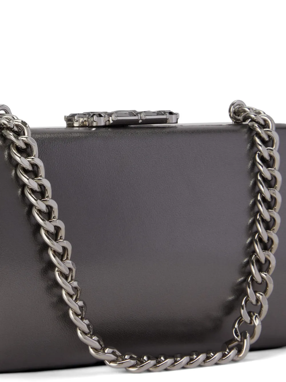 Lauren Ralph Lauren Franki metallic leren clutch Grijs