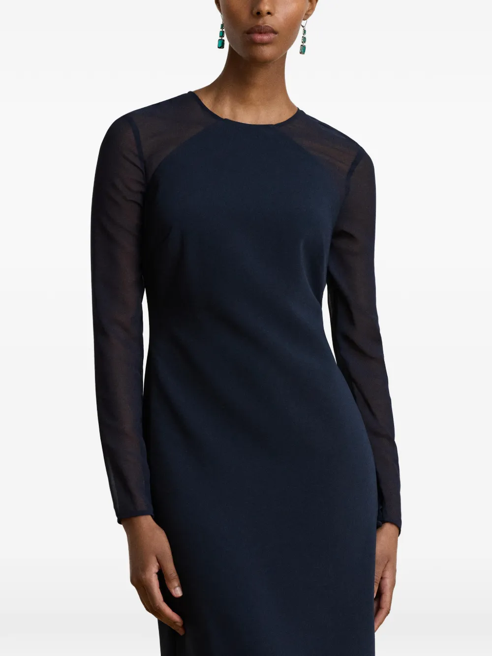 Lauren Ralph Lauren Crêpe maxi-avondjurk met georgette afwerking Blauw