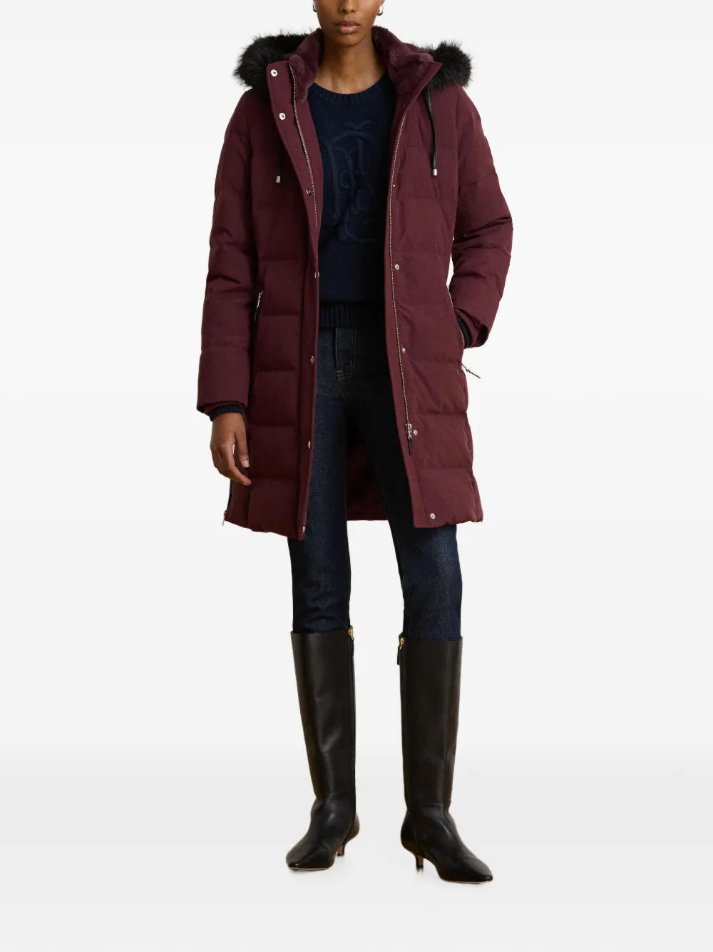 Lauren Ralph Lauren Donsjack met afwerking van imitatiebont Rood