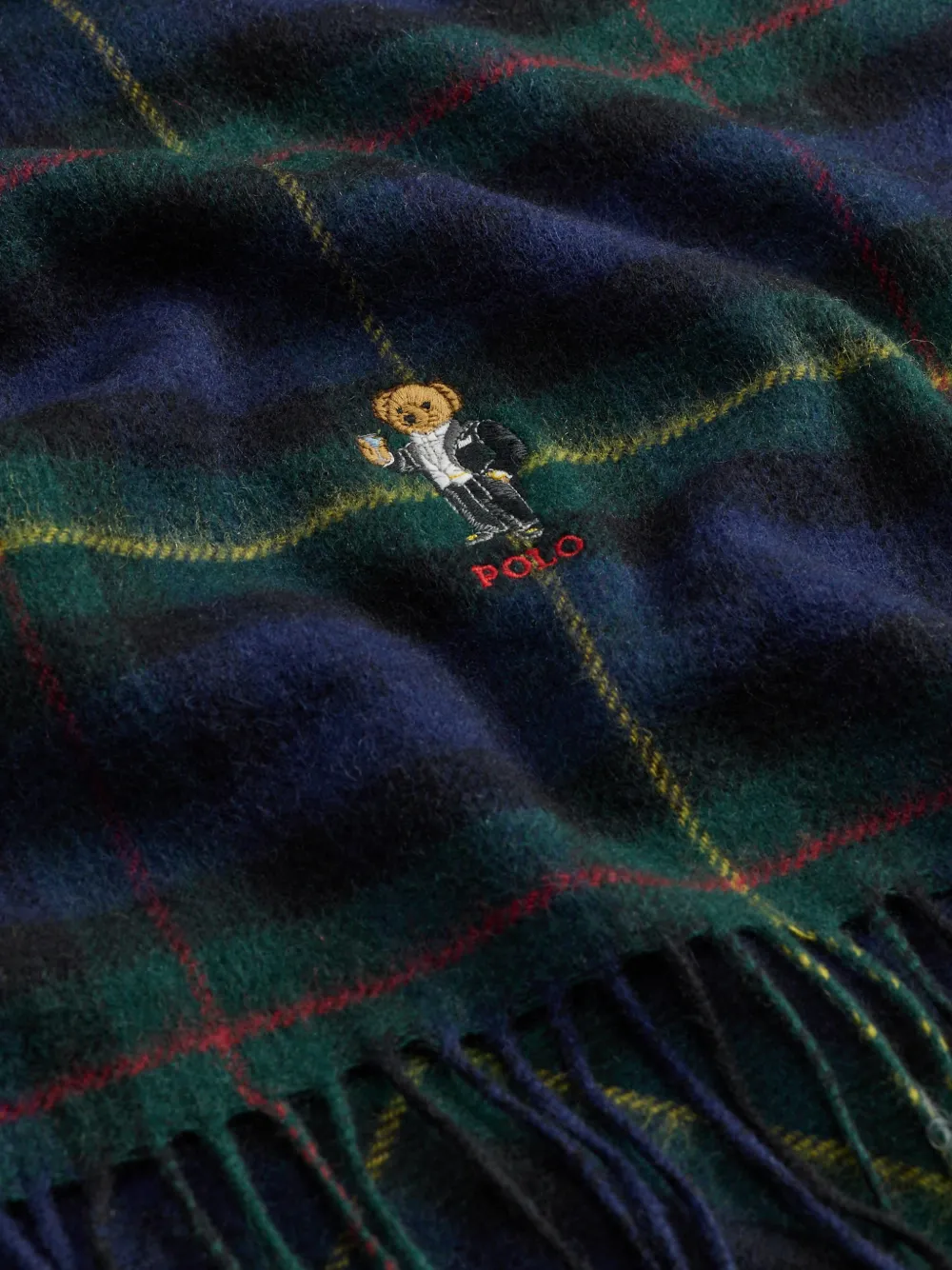 Polo Ralph Lauren Polo Bear muts en sjaal met tartan-print Blauw