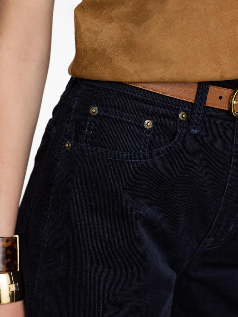 Lauren Ralph Lauren Ribfluwelen broek met wijde pijpen Blauw