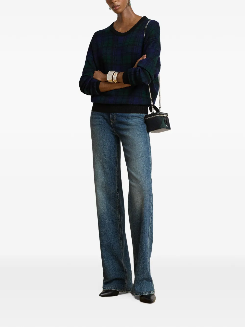 Lauren Ralph Lauren Wollen trui met tartan ruit Blauw