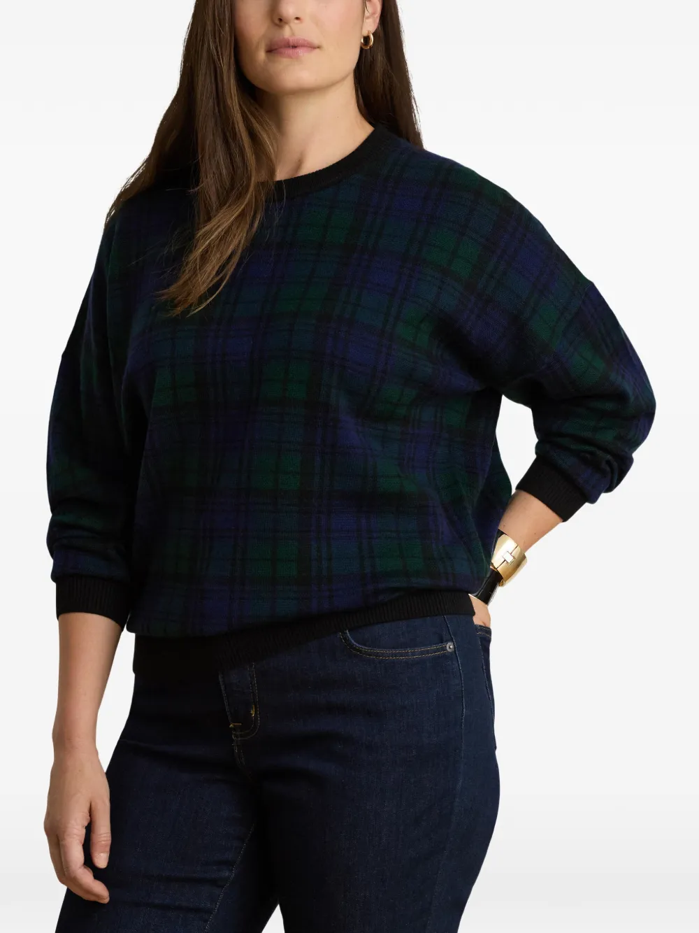 Lauren Ralph Lauren Wollen trui met tartan ruit Blauw