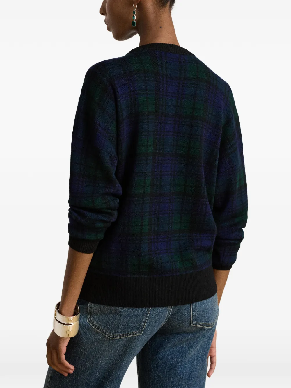 Lauren Ralph Lauren Wollen trui met tartan ruit Blauw