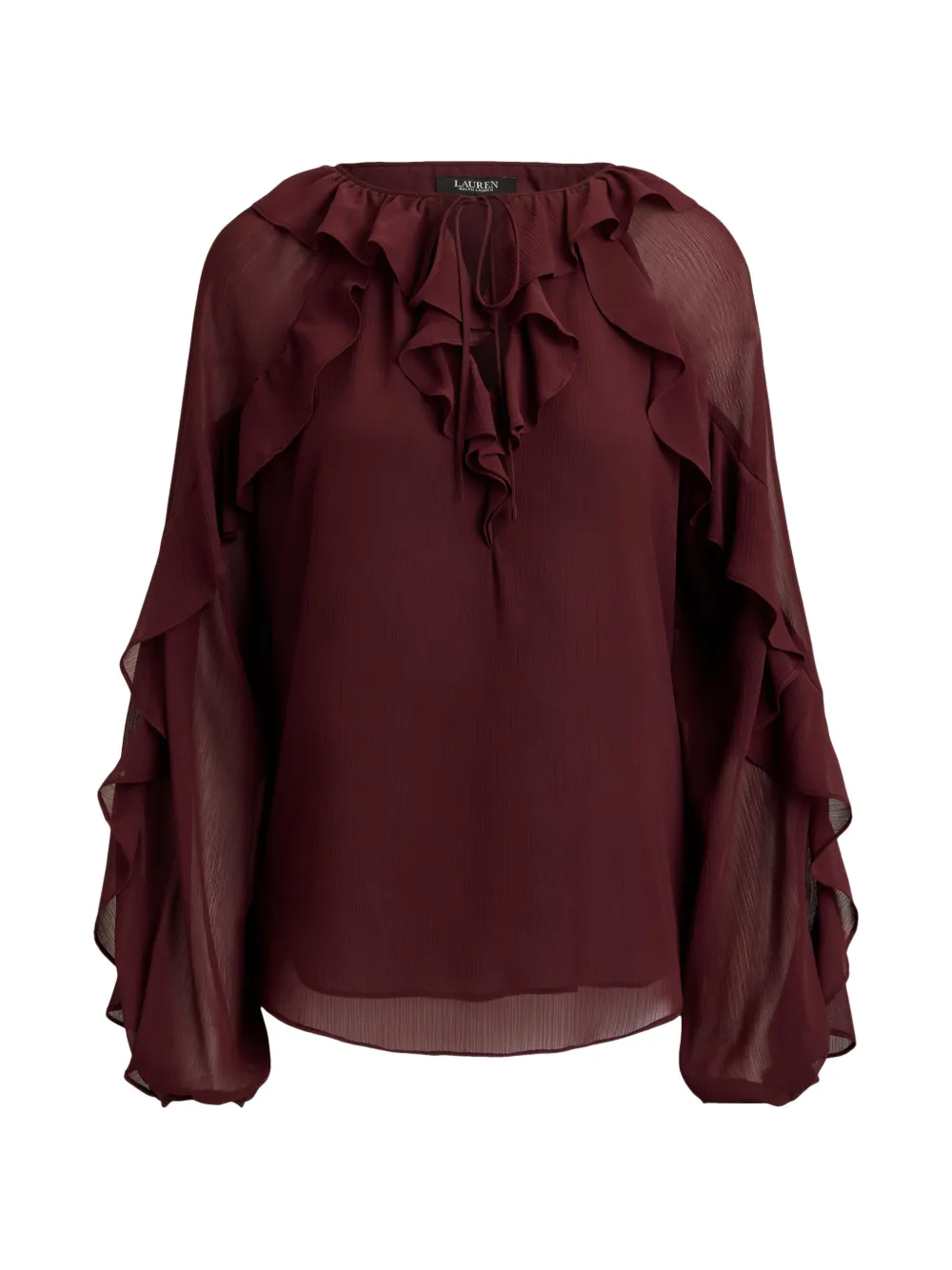 Lauren Ralph Lauren Blusa a maniche lunghe con ruches - Rosso