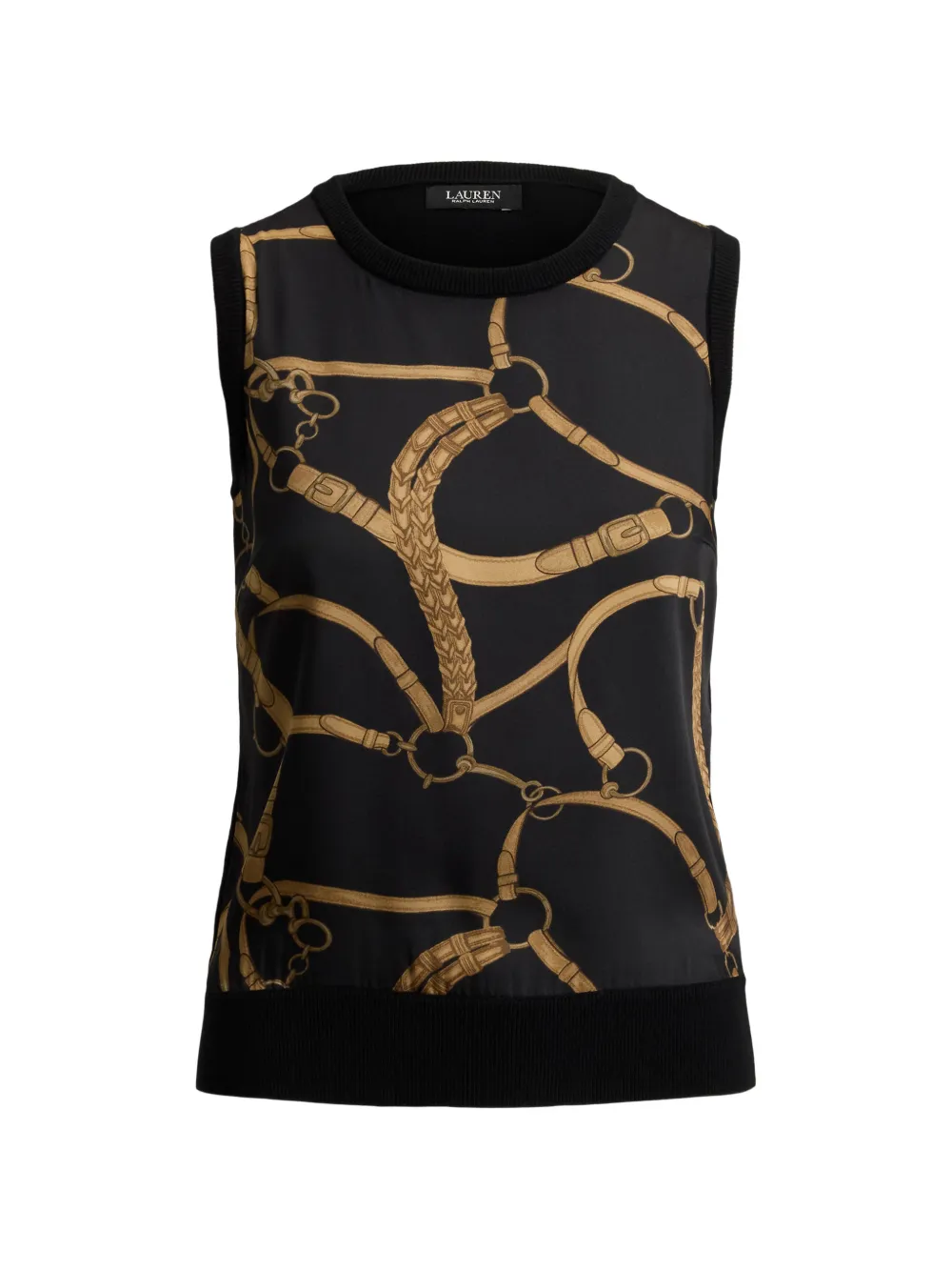 Lauren Ralph Lauren Top smanicato con stampa - Nero
