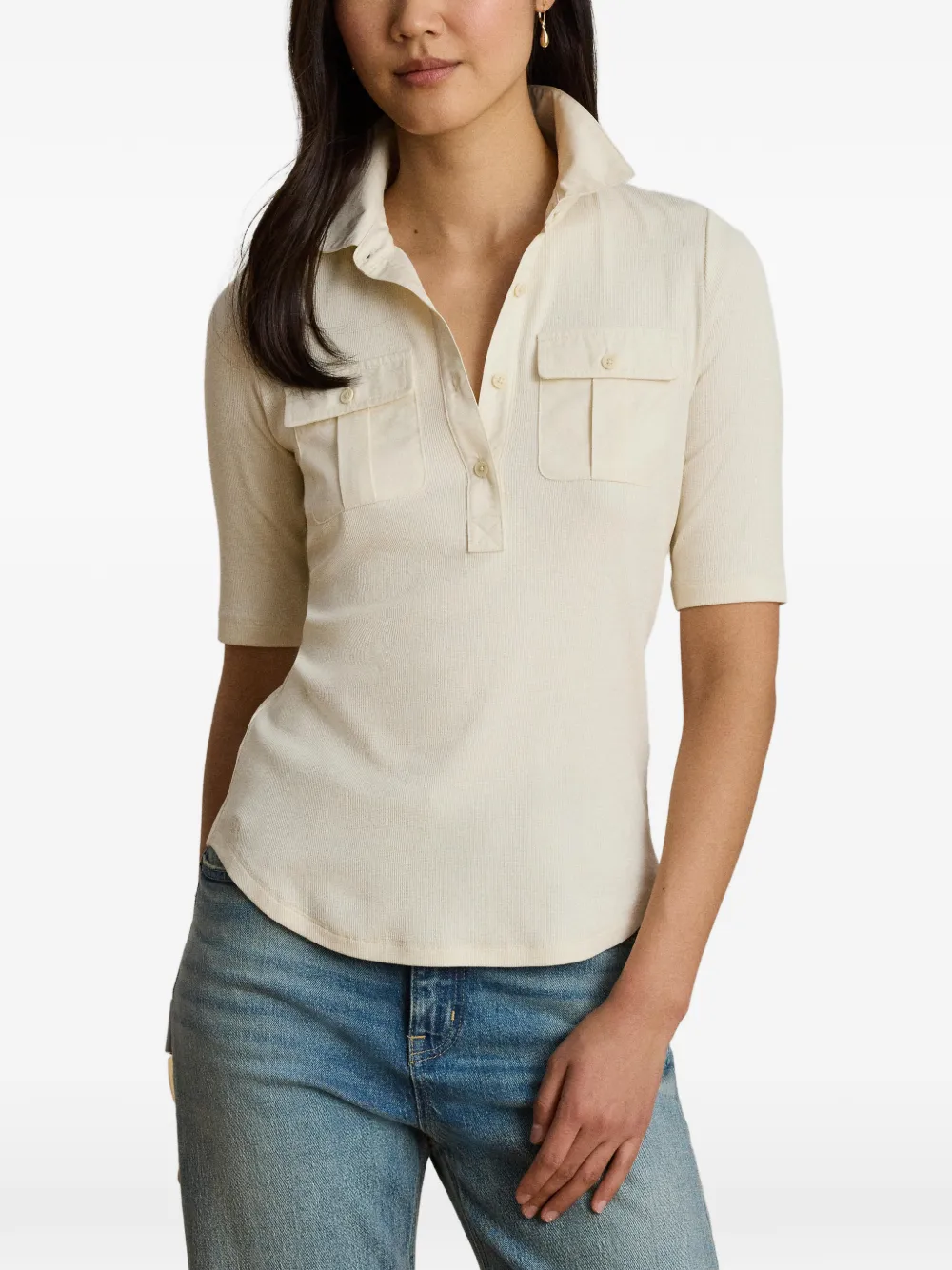 Lauren Ralph Lauren Ribgebreide top Beige