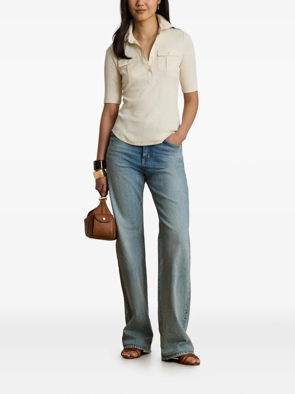 Lauren Ralph Lauren Ribgebreide top Beige