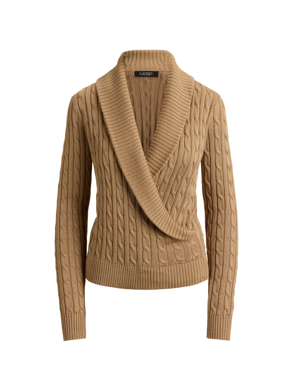 Lauren Ralph Lauren Schalkragen-Pullover mit Zopfmuster - Braun