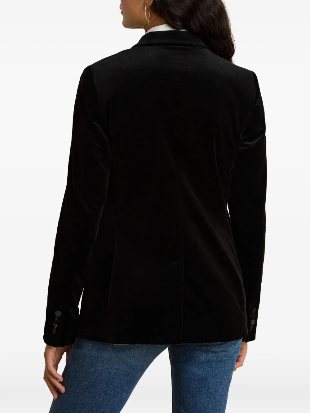 Lauren Ralph Lauren Fluwelen blazer met enkele rij knopen Zwart