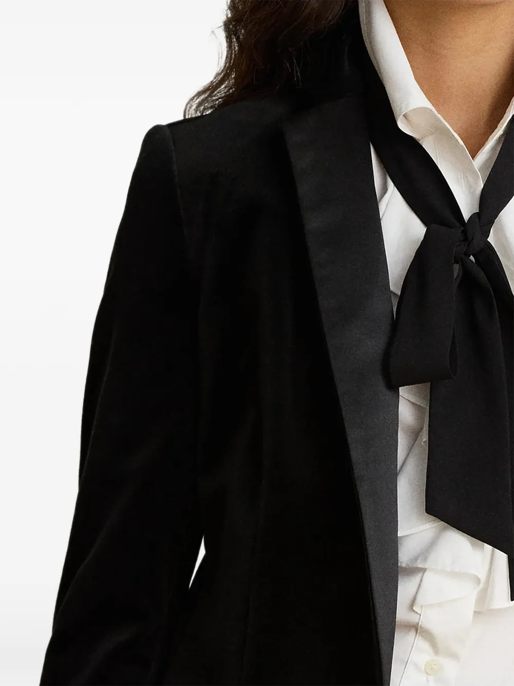 Lauren Ralph Lauren Fluwelen blazer met enkele rij knopen Zwart