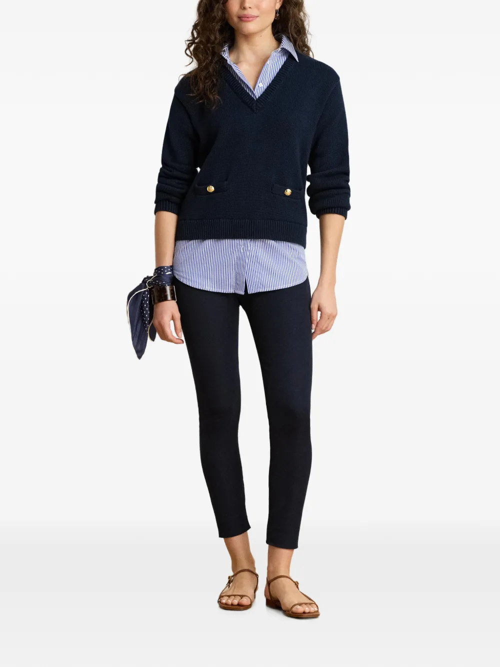 Lauren Ralph Lauren Gelaagde trui met knoopafwerking Blauw