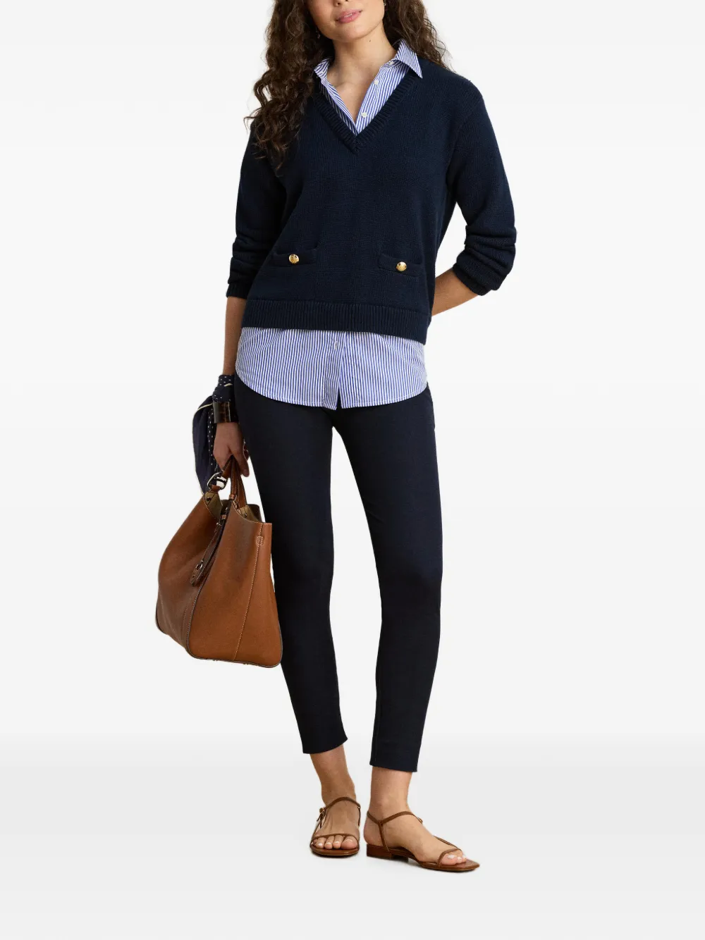 Lauren Ralph Lauren Gelaagde trui met knoopafwerking Blauw