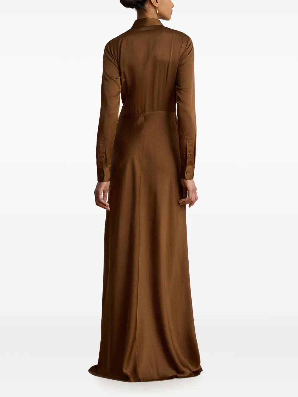 Lauren Ralph Lauren Geplooide button-up maxi-avondjurk Bruin