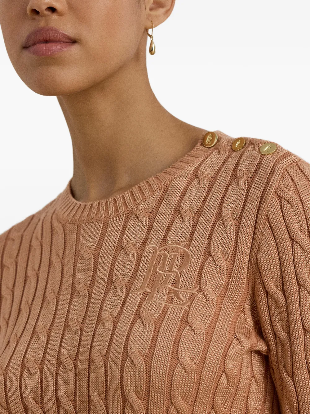 Lauren Ralph Lauren Kabelgebreide trui met knopen Beige