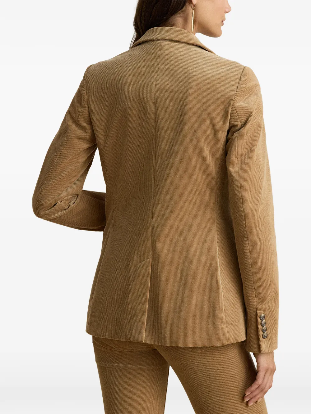 Lauren Ralph Lauren Bullion blazer met ribfluwelen patch Beige