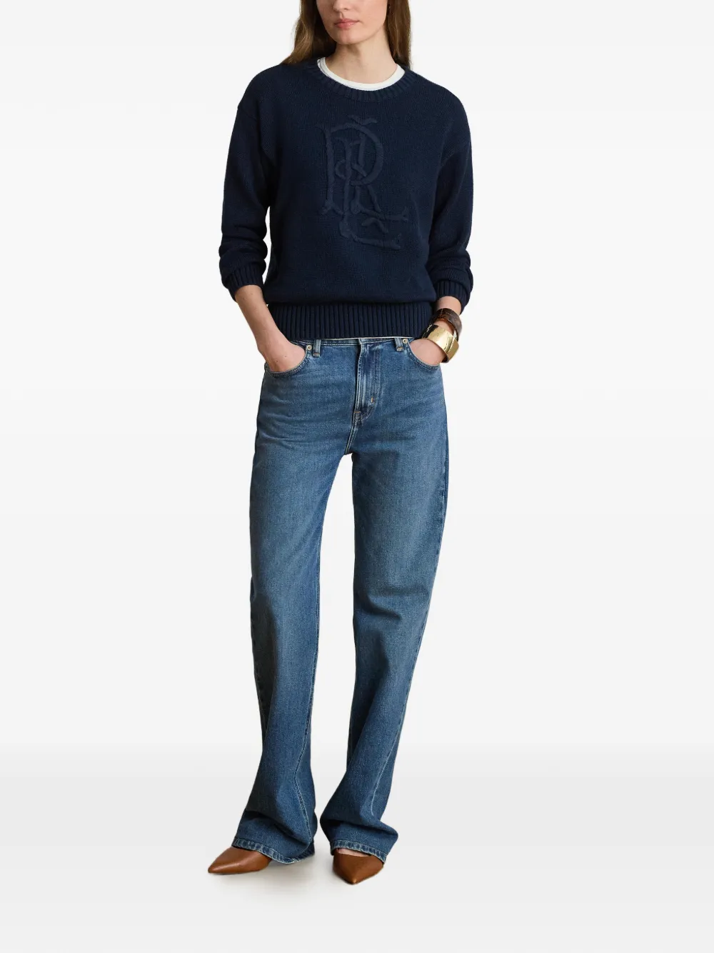 Lauren Ralph Lauren Trui met geborduurd logo Blauw