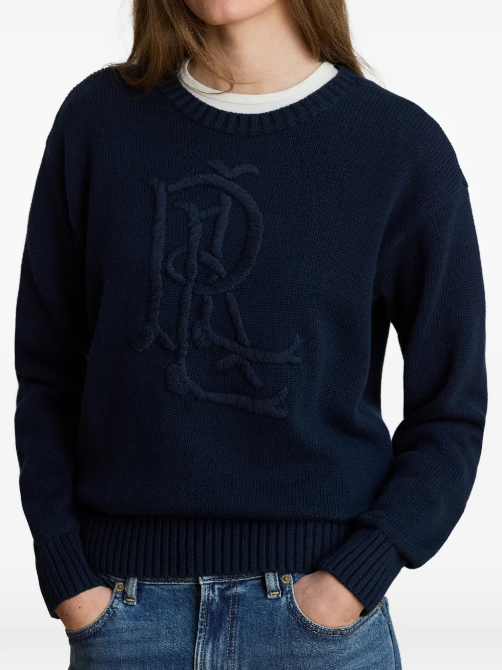 Lauren Ralph Lauren Trui met geborduurd logo Blauw