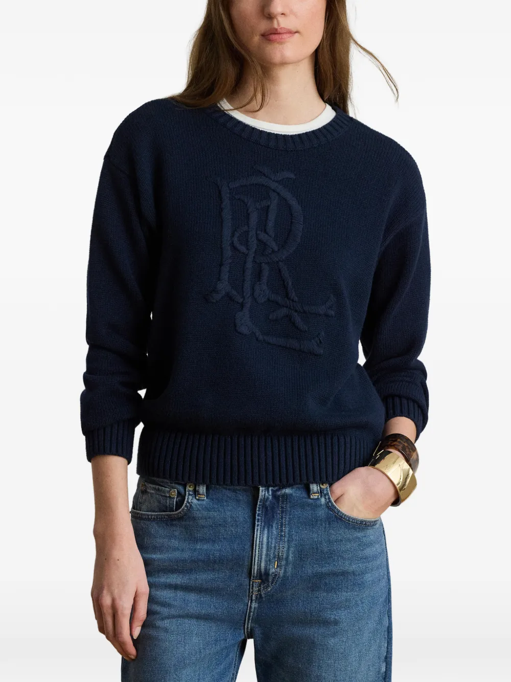 Lauren Ralph Lauren Trui met geborduurd logo Blauw