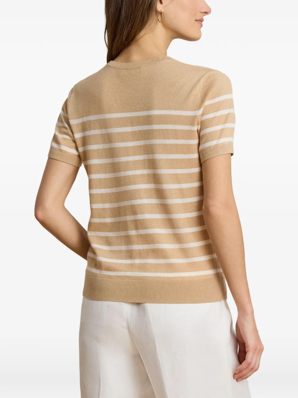 Lauren Ralph Lauren Gestreepte trui met korte mouwen Beige