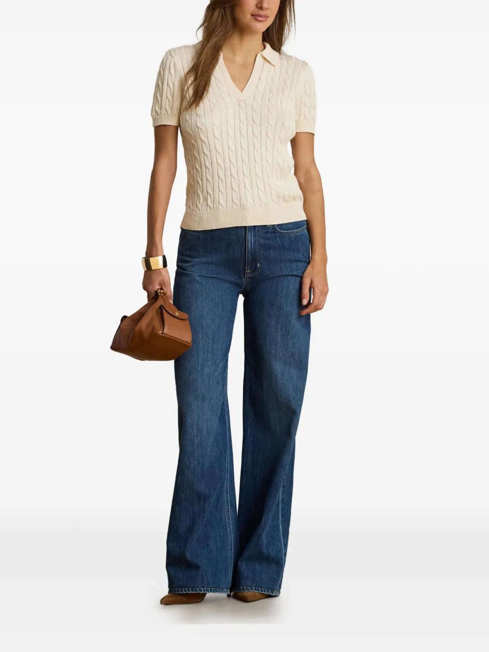 Lauren Ralph Lauren Kabelgebreid T-shirt Beige