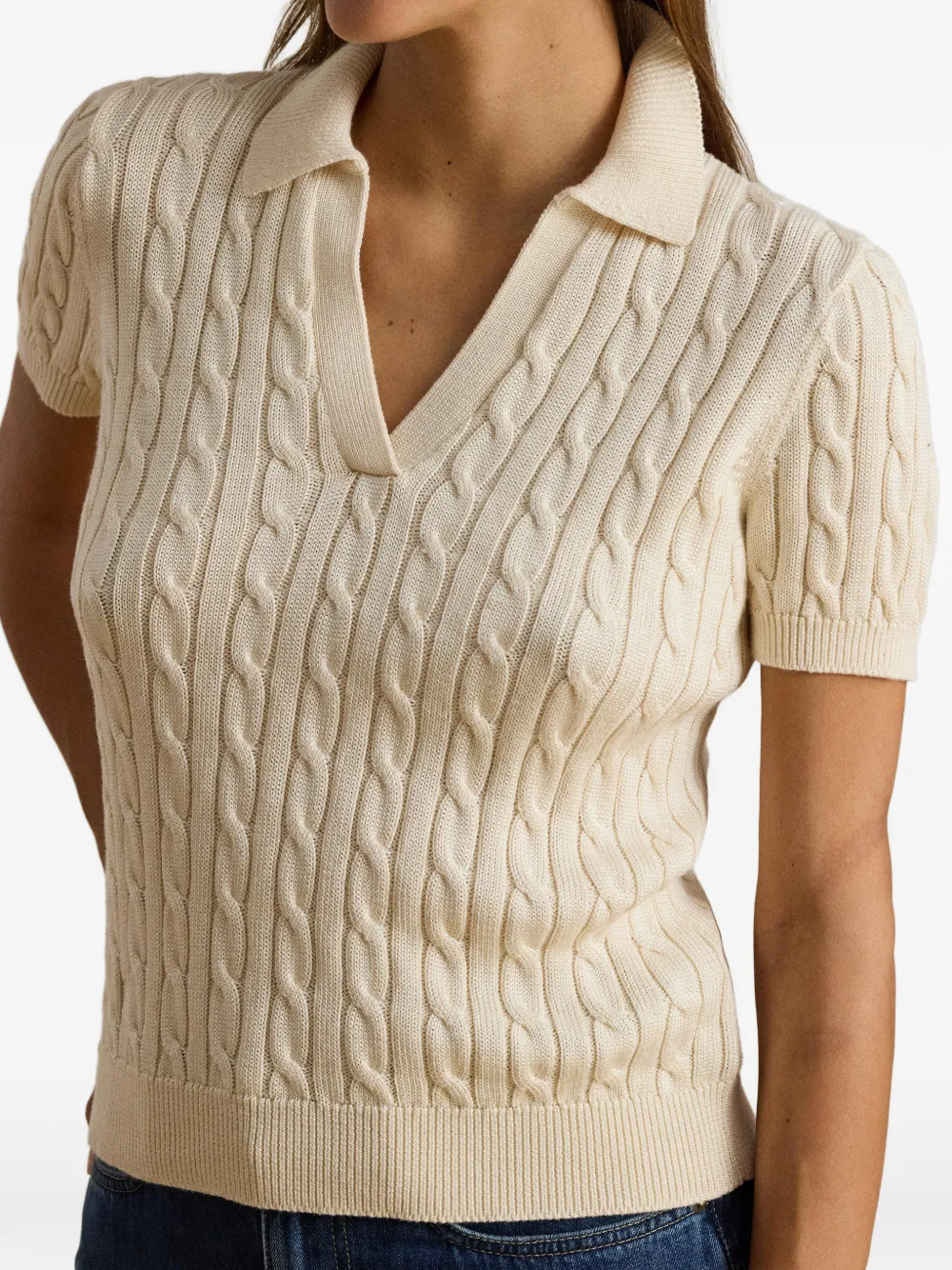 Lauren Ralph Lauren Kabelgebreid T-shirt Beige