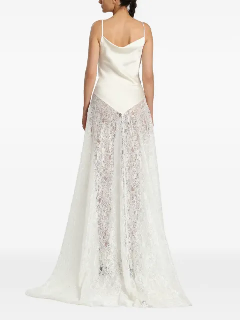 MIAU by Clara Rotescu Palmer lace-panelled cowl-neck gown