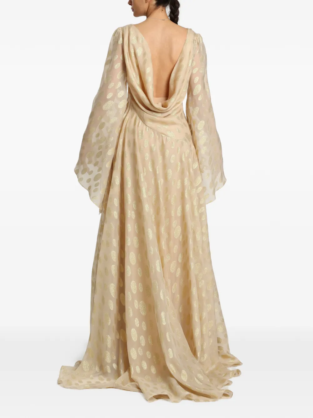 MIAU by Clara Rotescu Sumba avondjurk met stippen Goud