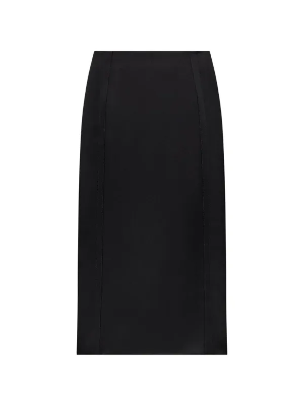 Another Tomorrow Topstitched Architectural Skirt in Black