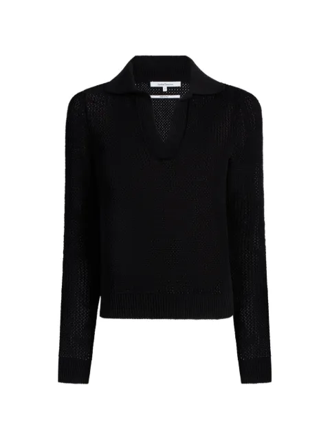 Another Tomorrow — crochet-knit polo sweater