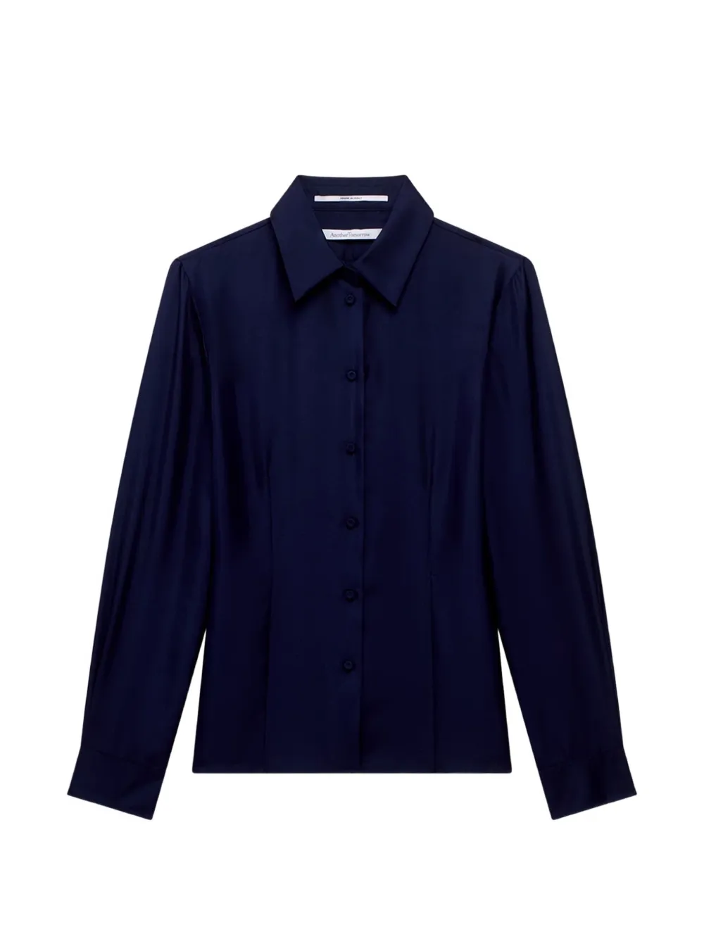Another Tomorrow Darted Fitted Shirt In Blue