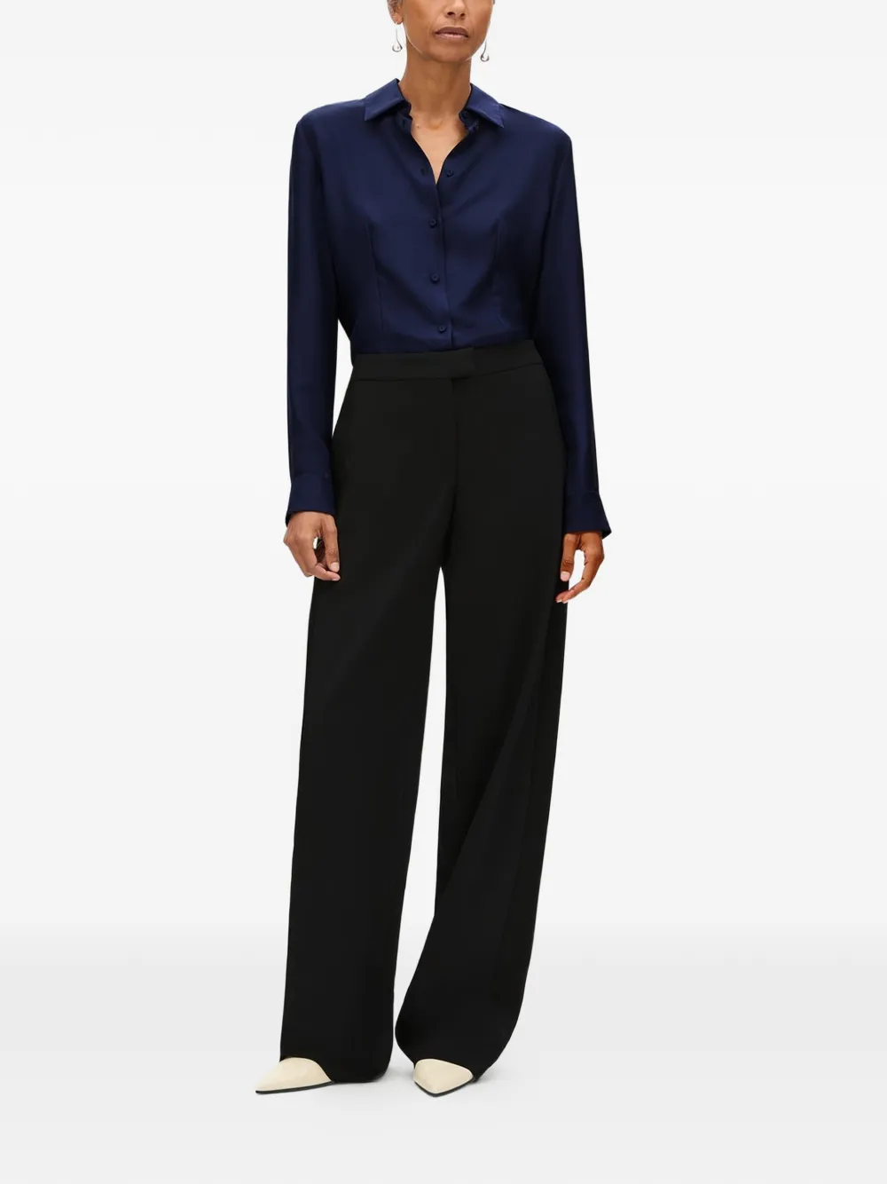  Another Tomorrow Camisa Ajustada Con Pinzas - Azul 