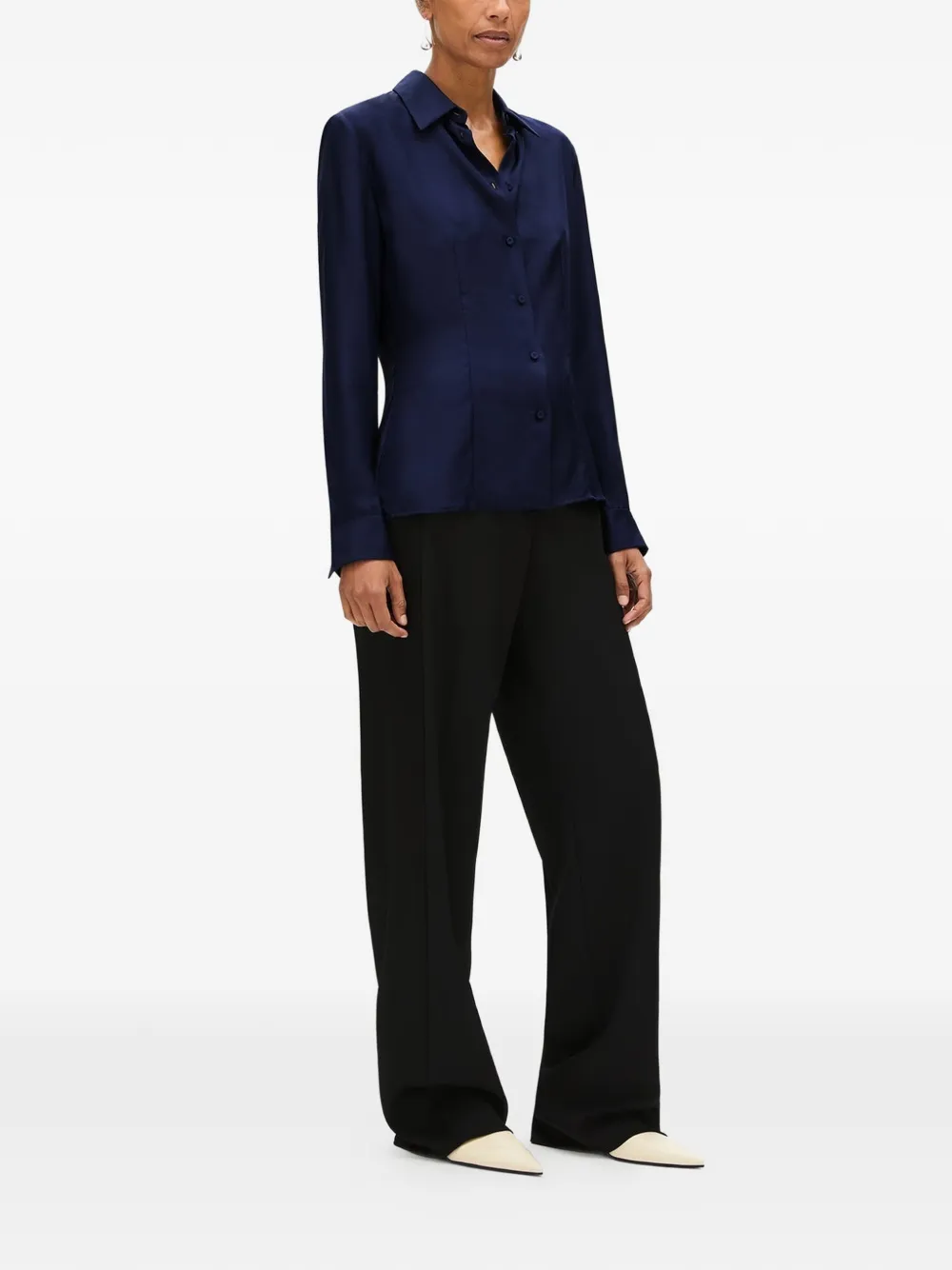  Another Tomorrow Camisa Ajustada Con Pinzas - Azul 
