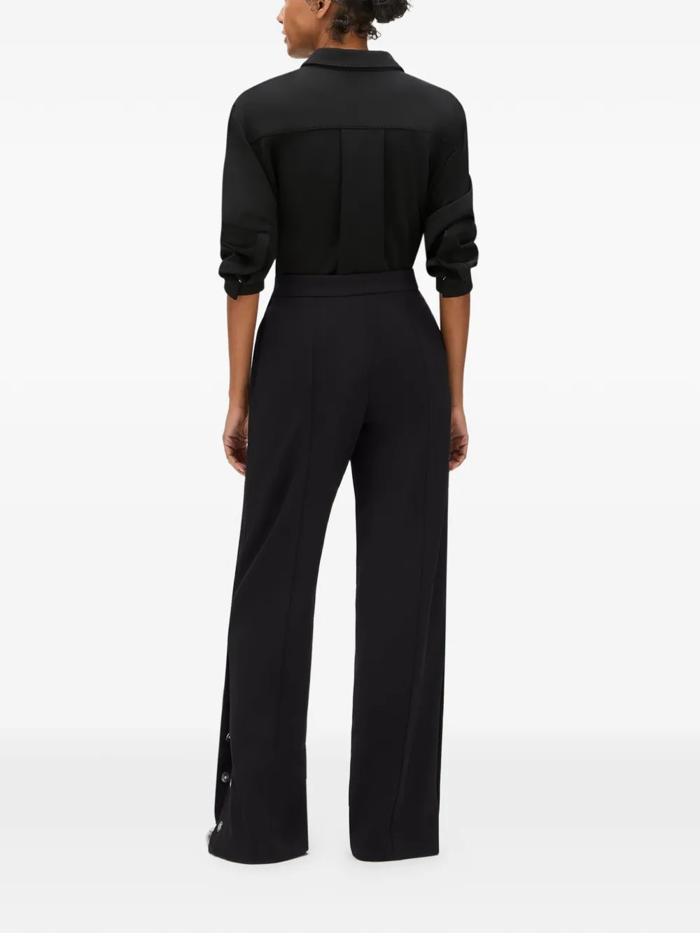 Another Tomorrow Graphic-stitch Snap-fastening Track Pants in Black, view 4