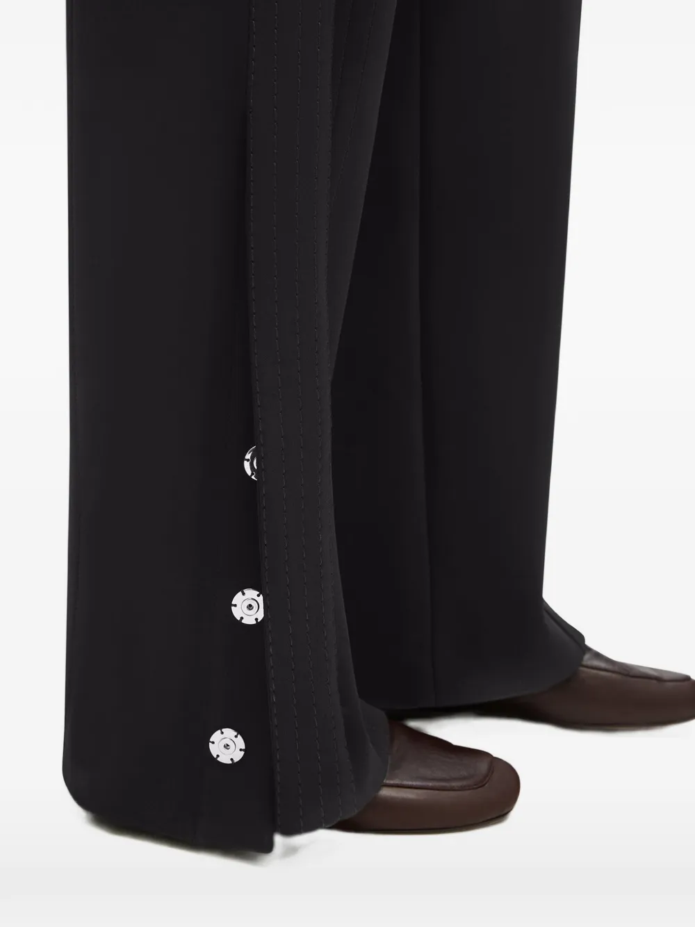 Another Tomorrow Graphic-stitch Snap-fastening Track Pants in Black, view 5