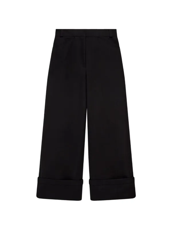 Another Tomorrow Cuffed Topstitched Trousers in Black
