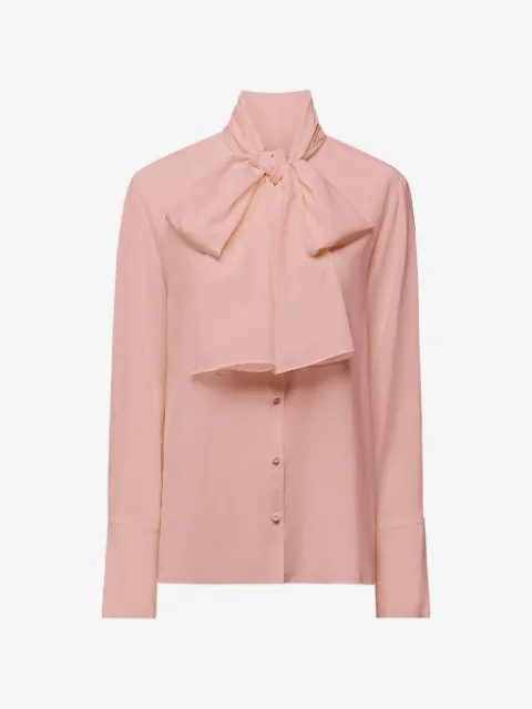 Another Tomorrow Signature Bow silk blouse