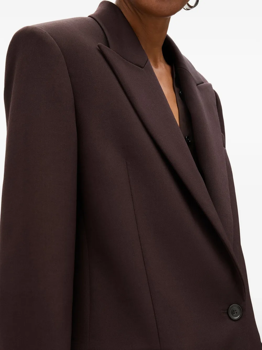 Another Tomorrow Wollen blazer met oversized revers Bruin